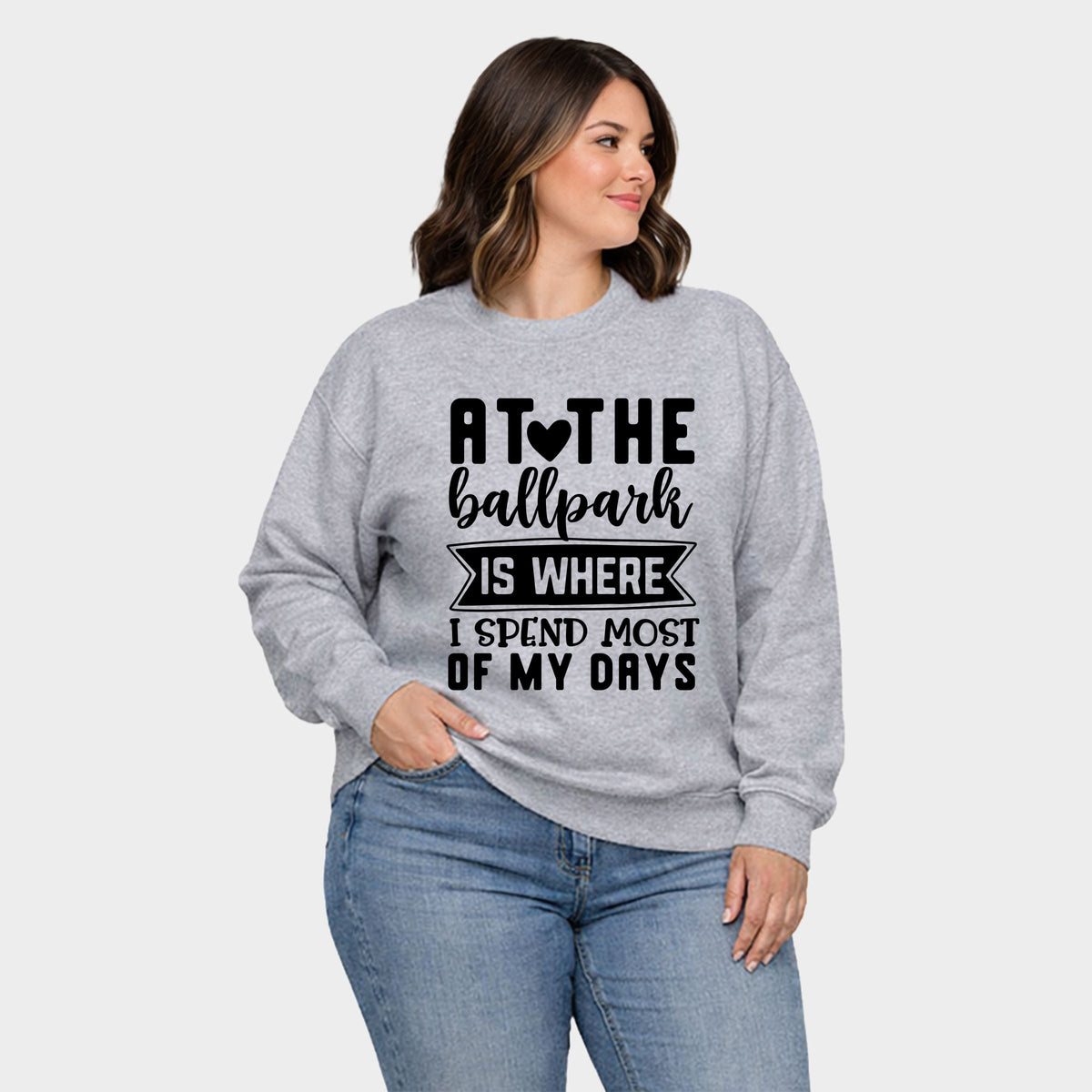 At The Ballpark - Women's Plus Sized Graphic Sweatshirt