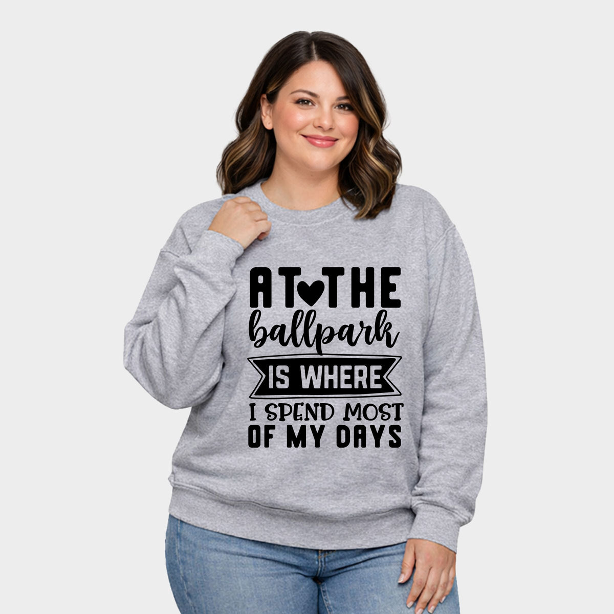 At The Ballpark - Women's Plus Sized Graphic Sweatshirt