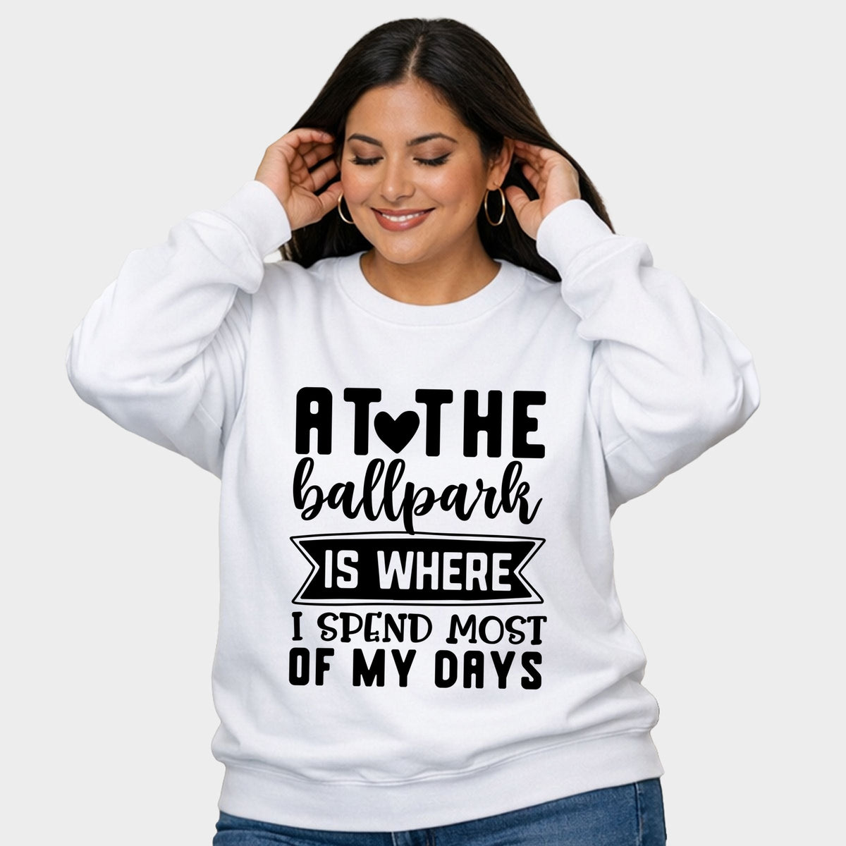 At The Ballpark - Women's Plus Sized Graphic Sweatshirt