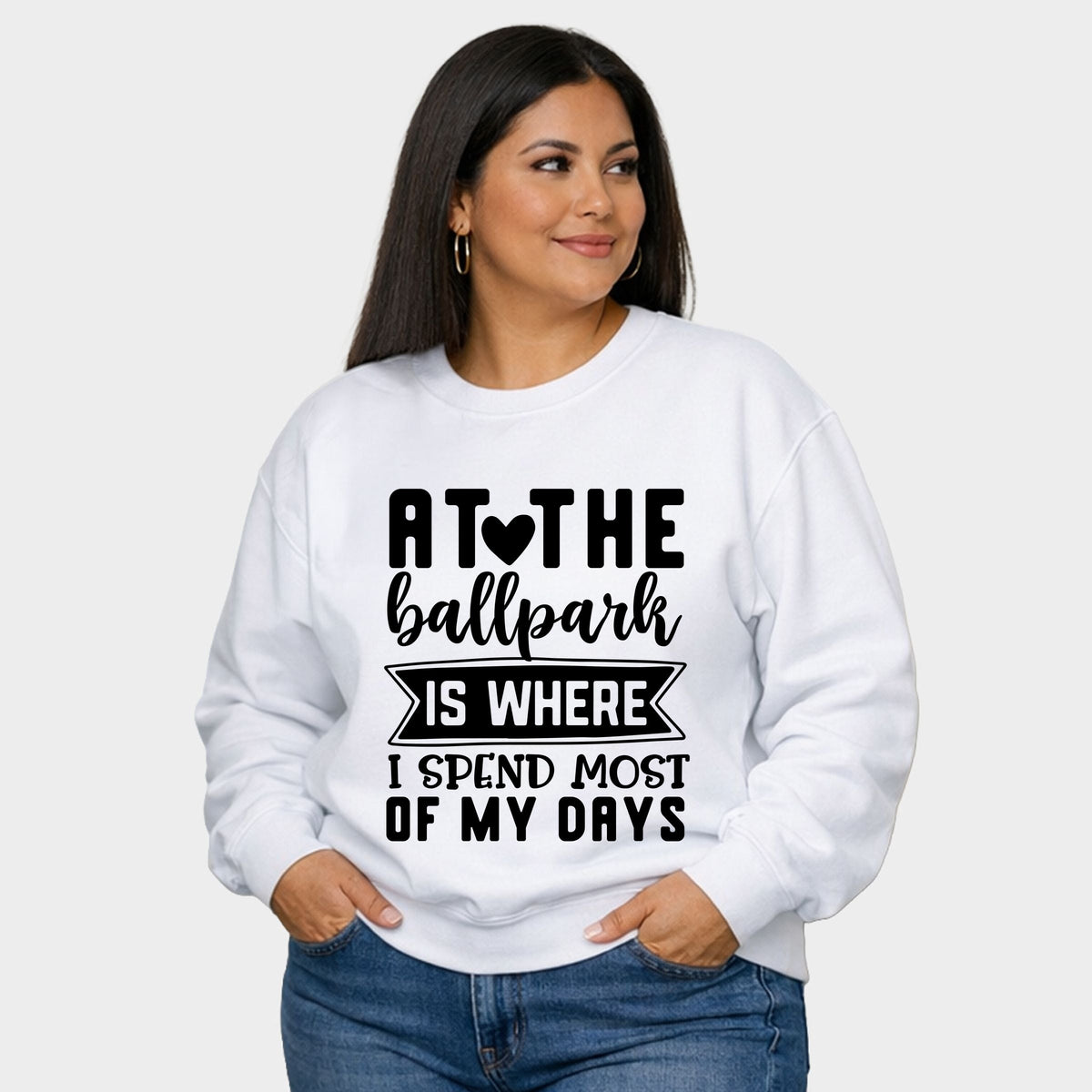 At The Ballpark - Women's Plus Sized Graphic Sweatshirt