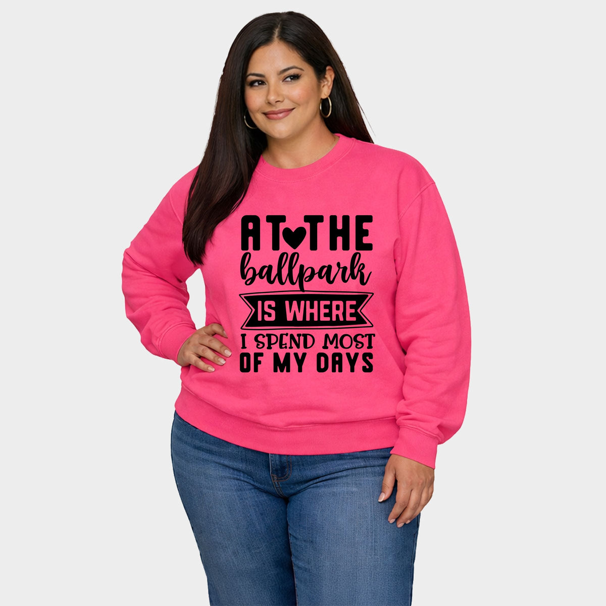 At The Ballpark - Women's Plus Sized Graphic Sweatshirt