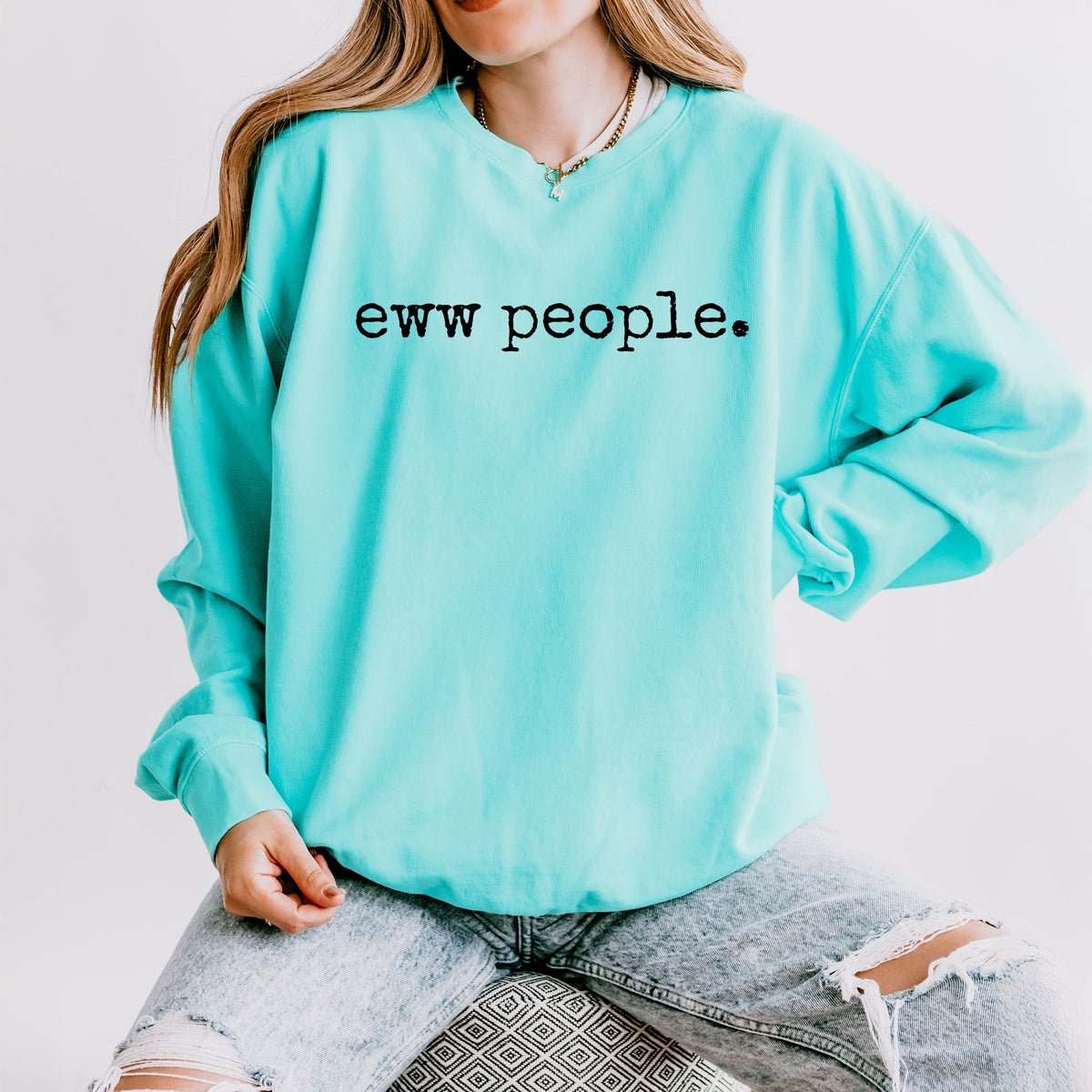 Eww People Typewriter - Women's Lightweight Garment Dyed Sweatshirt