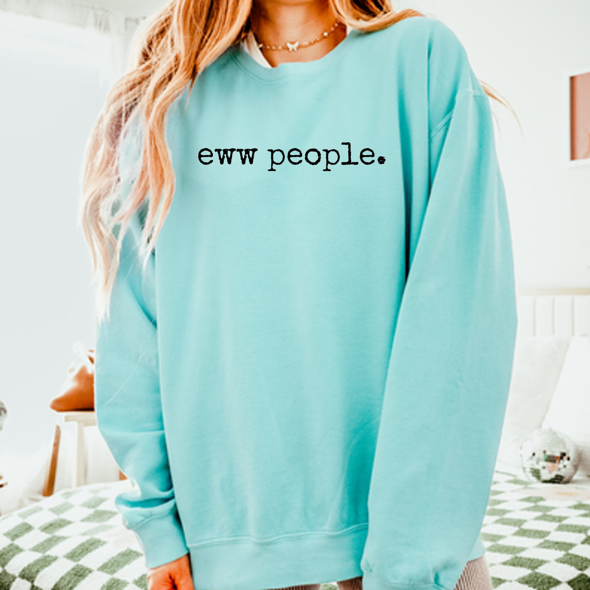 Eww People Typewriter - Women's Lightweight Garment Dyed Sweatshirt