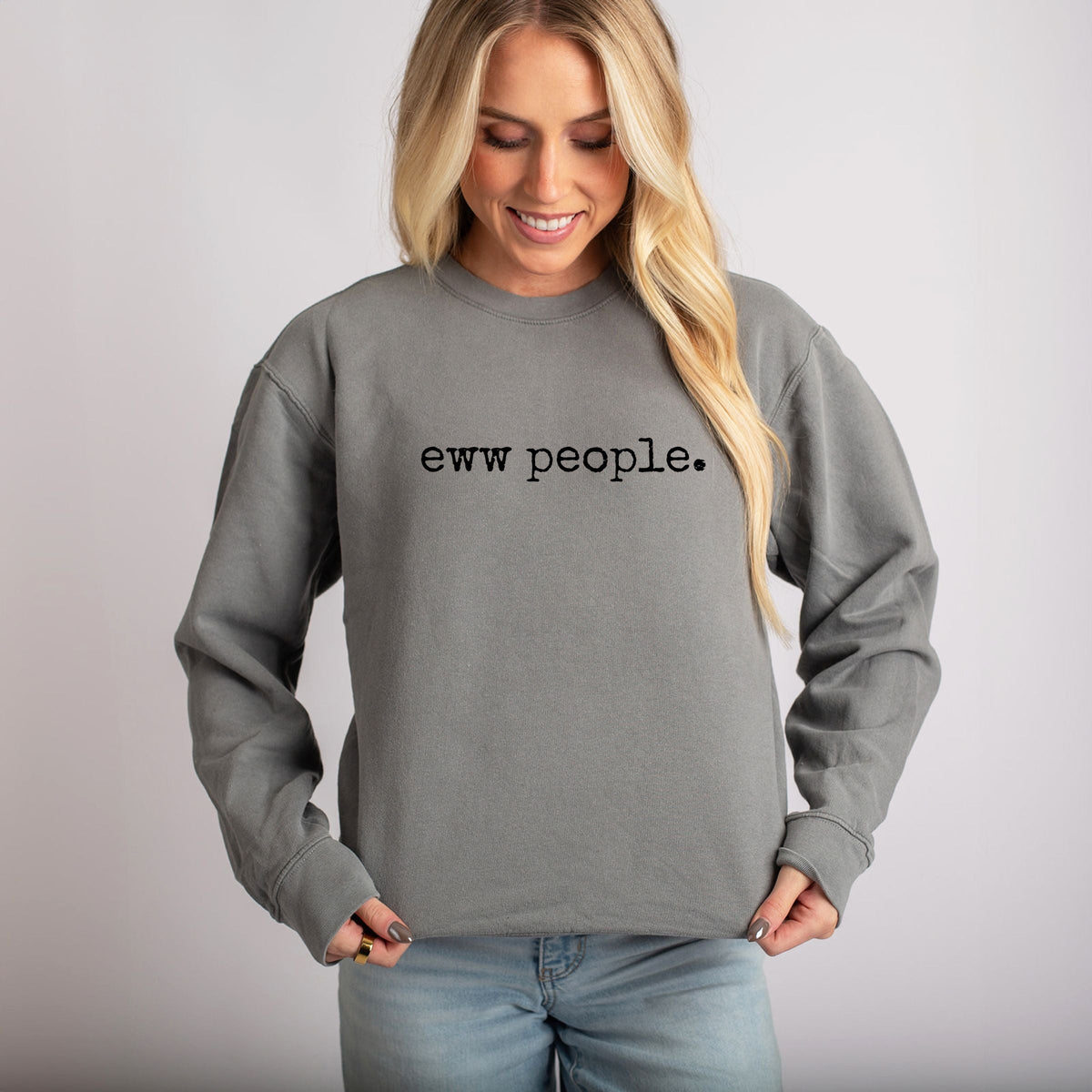 Eww People Typewriter - Women's Lightweight Garment Dyed Sweatshirt