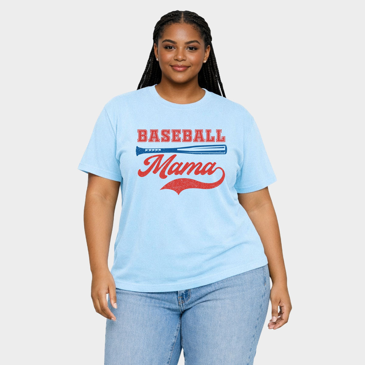 Baseball Mama Grunge - Women's Plus Sized Garment Dyed Graphic T-Shirt