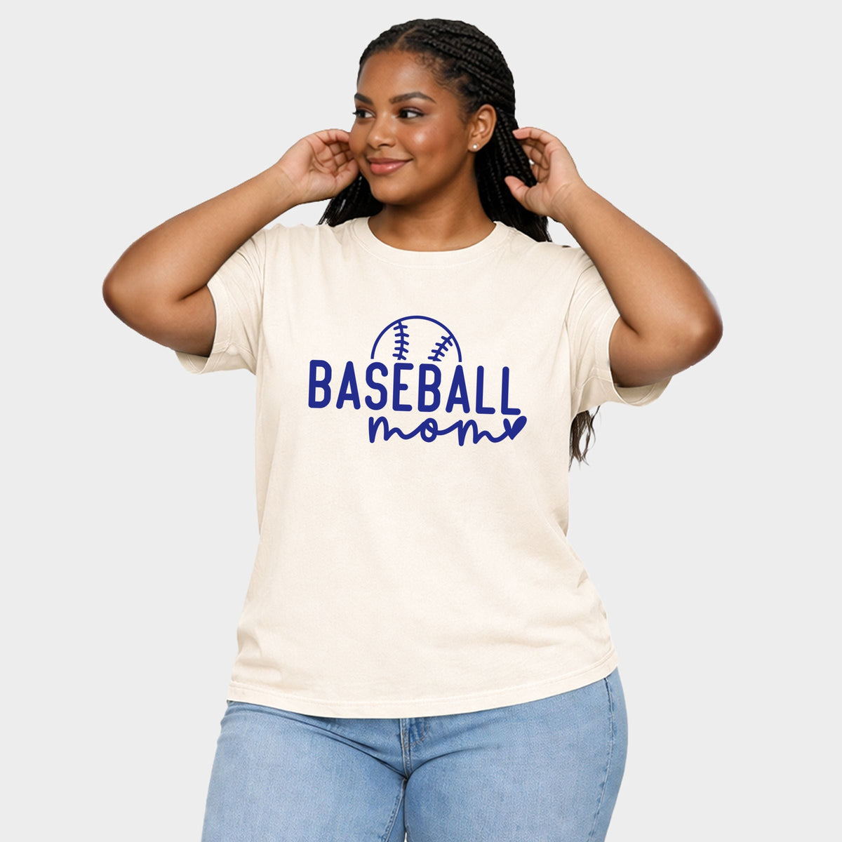 Baseball Mom Ball - Women's Plus Sized Garment Dyed Graphic T-Shirt