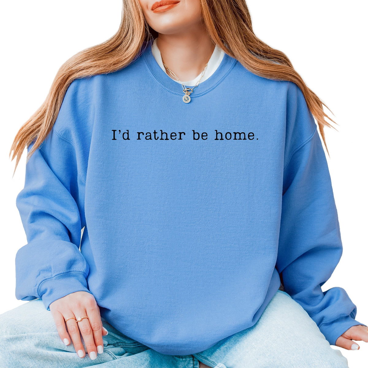 I'd Rather Be Home Typewriter - Women's Graphic Sweatshirt
