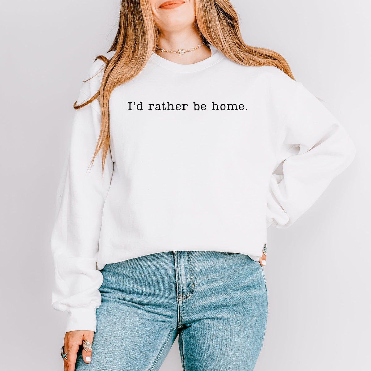 I'd Rather Be Home Typewriter - Women's Graphic Sweatshirt
