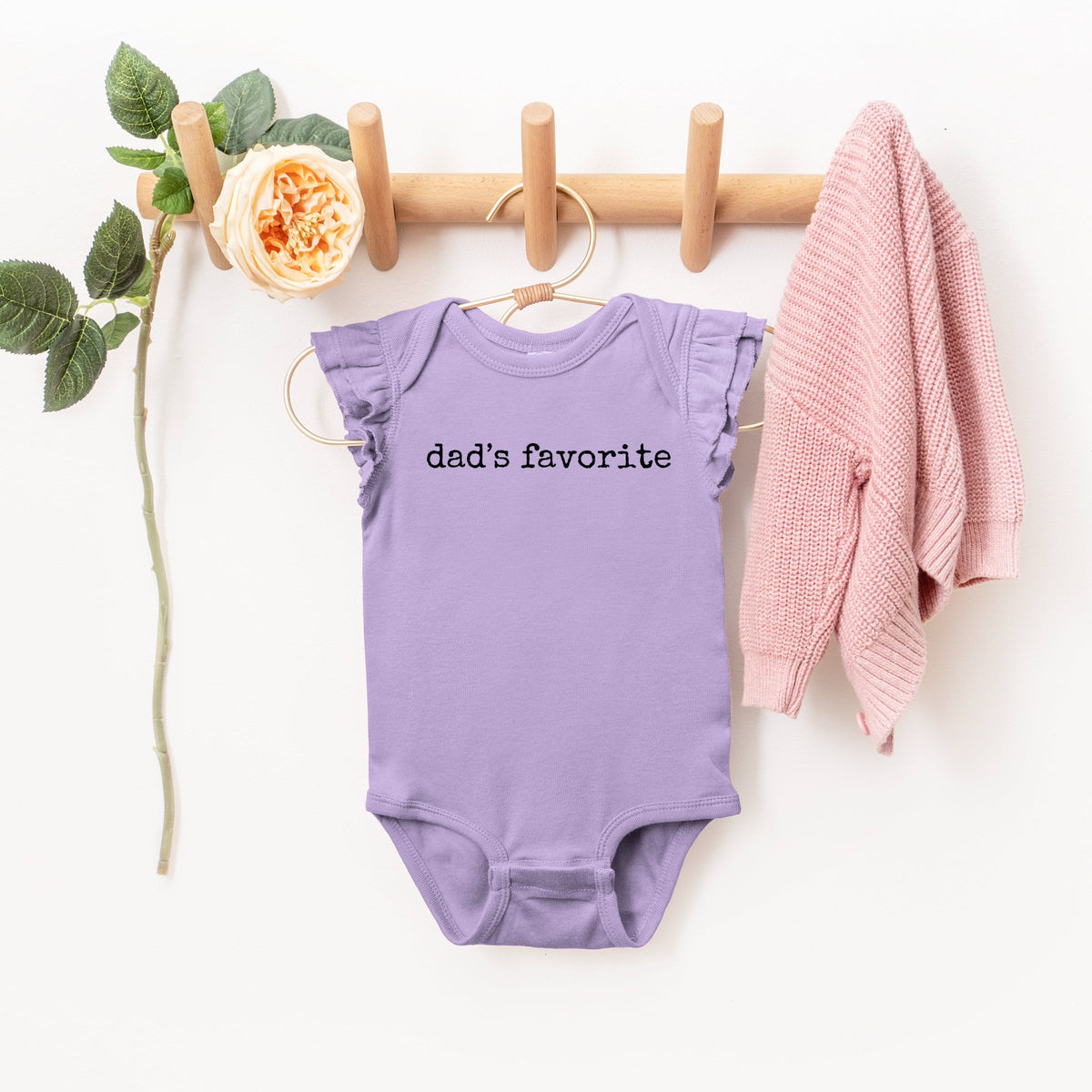 Dad's Favorite Typewriter - Baby Flutter Sleeve Bodysuit