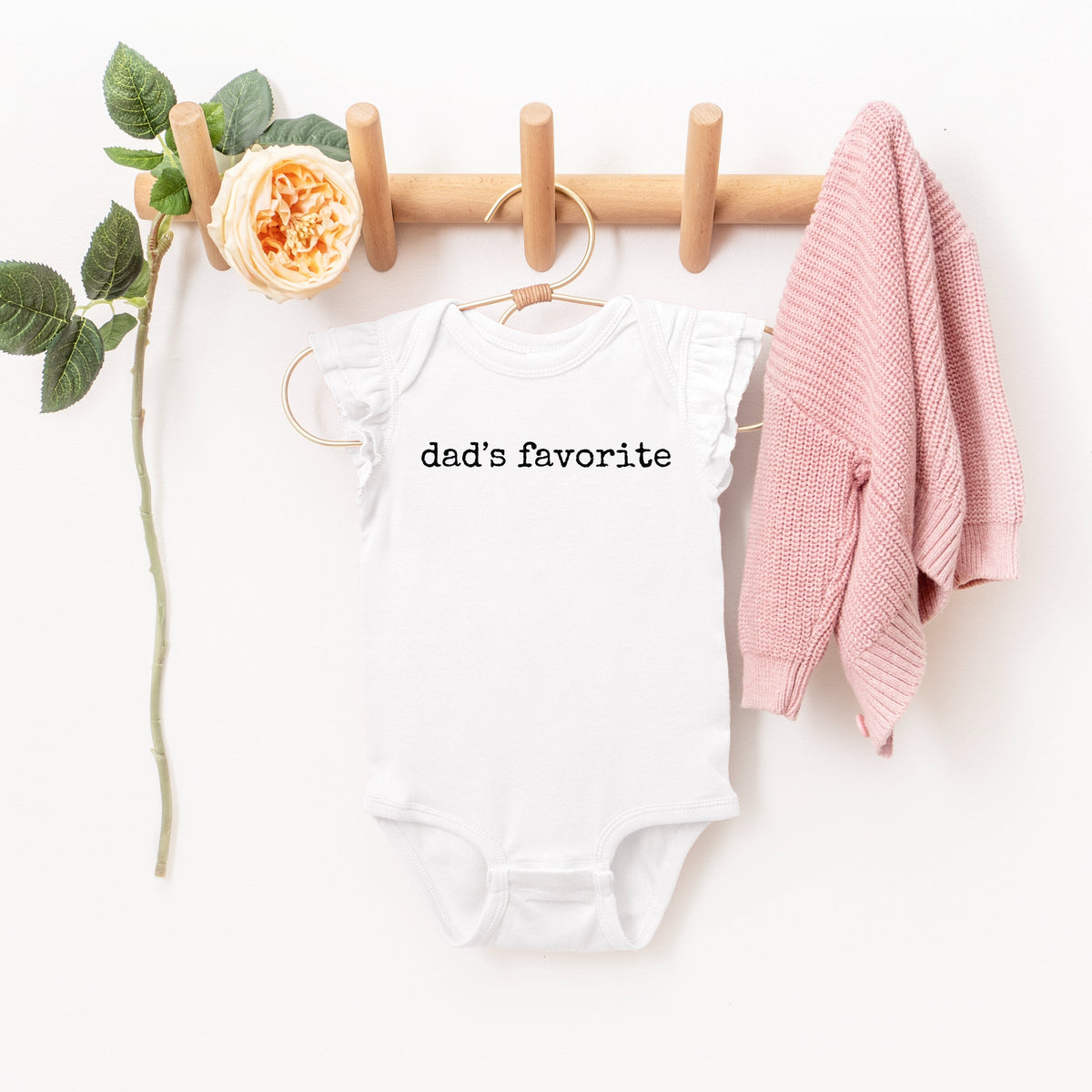 Dad's Favorite Typewriter - Baby Flutter Sleeve Bodysuit