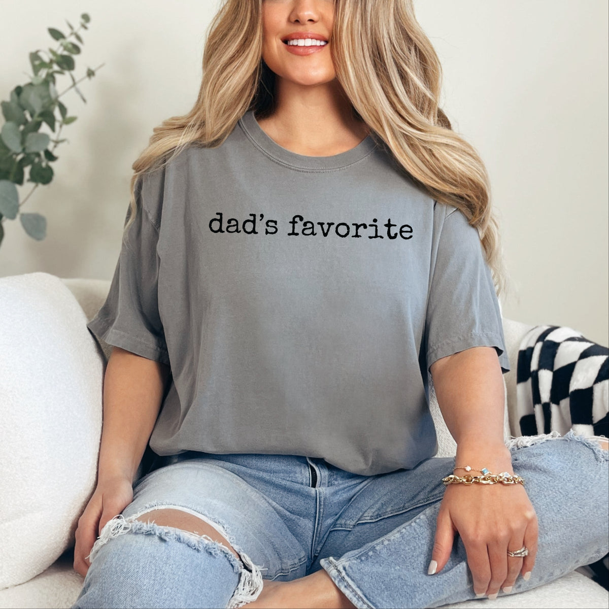Dad's Favorite Typewriter - Women's Garment Dyed Graphic T-Shirt