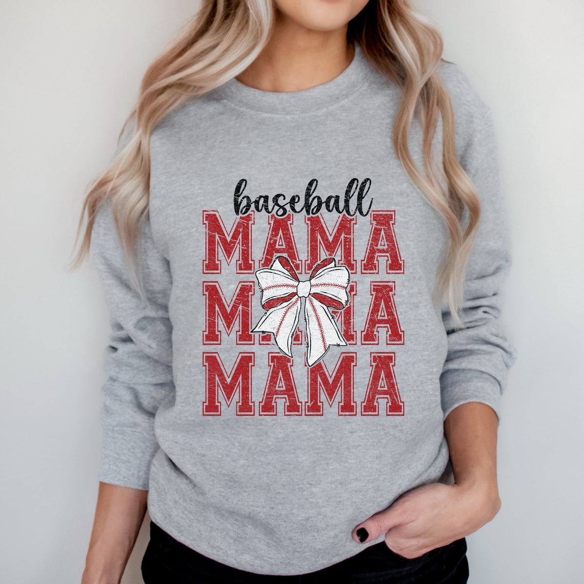 Baseball Mama Stacked Coquette - Women's Graphic Sweatshirt