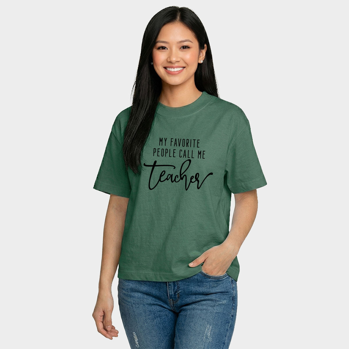 My Favorite People Call Me Teacher - Women's Relaxed Boxy Tee