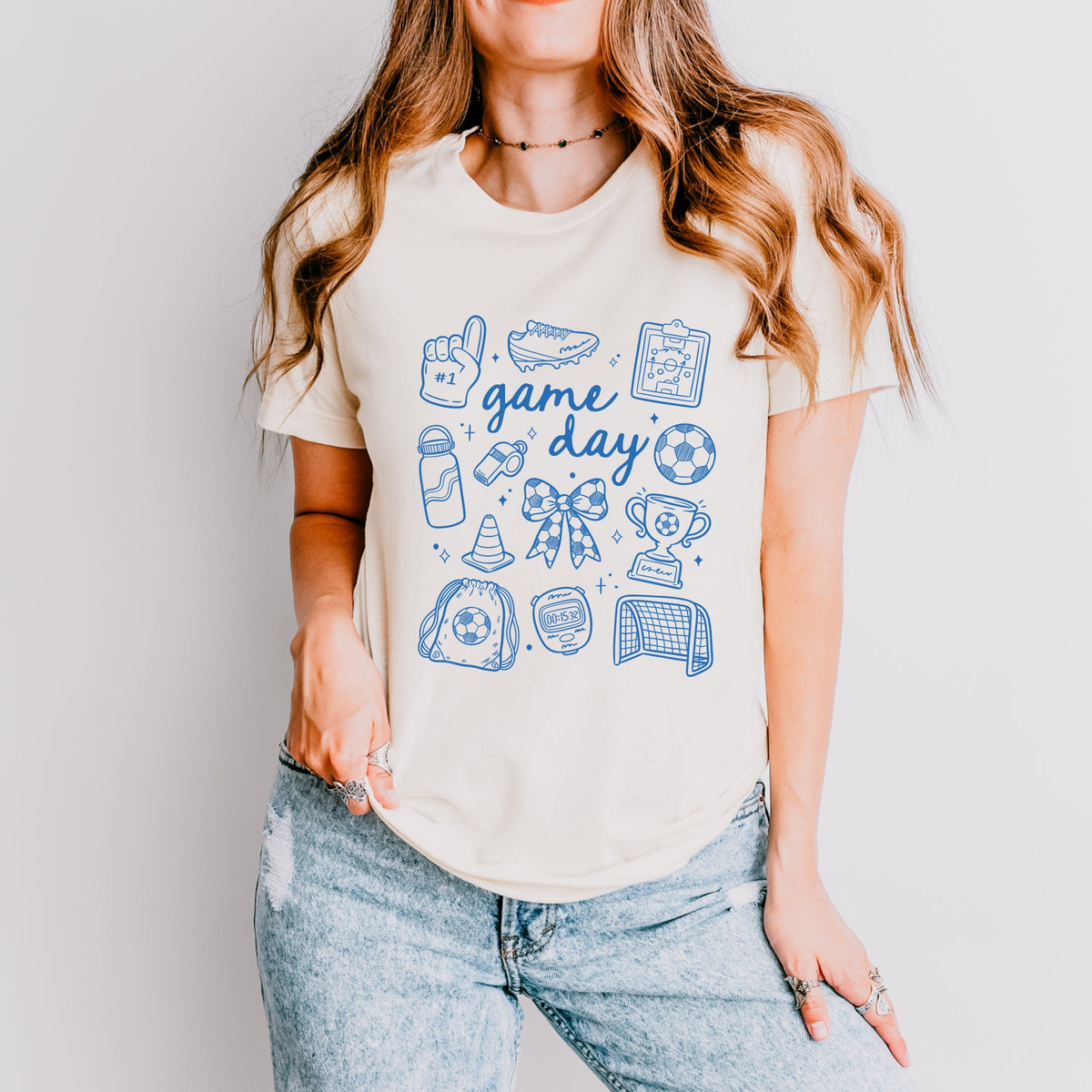 Game Day Soccer Sketched Collage - Women's Short Sleeve Graphic T-Shirt