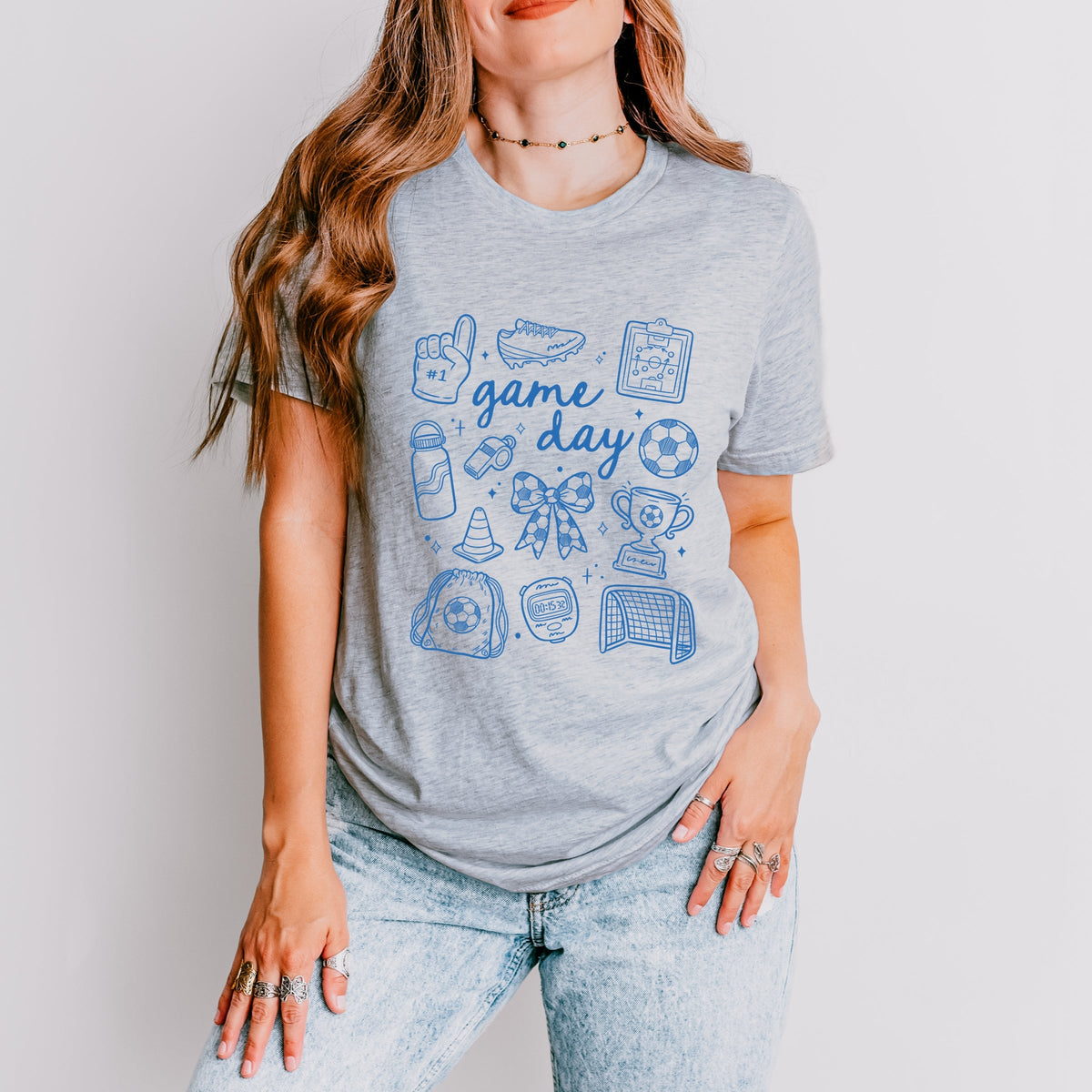 Game Day Soccer Sketched Collage - Women's Short Sleeve Graphic T-Shirt