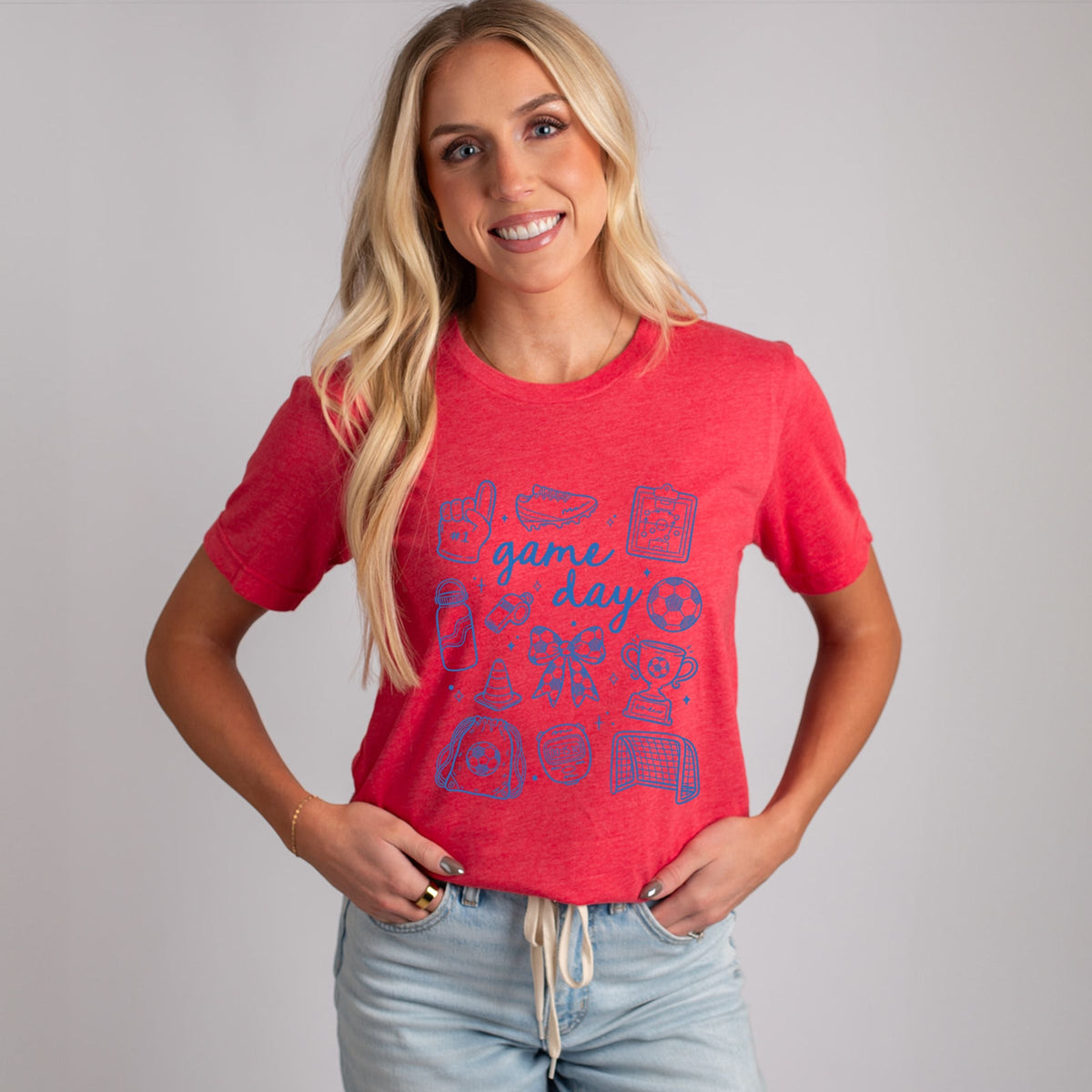 Game Day Soccer Sketched Collage - Women's Short Sleeve Graphic T-Shirt
