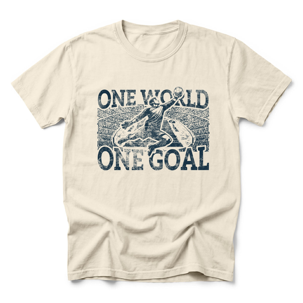 One World, One Goal Soccer - Men's Garment Dyed Graphic T-Shirt