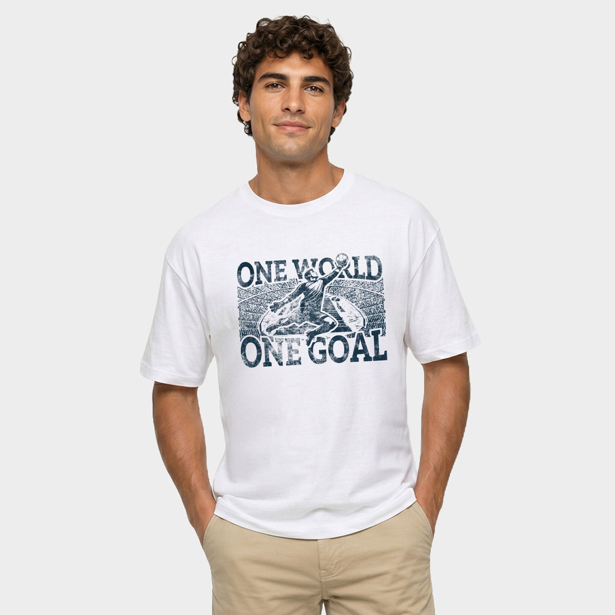 One World, One Goal Soccer - Men's Garment Dyed Graphic T-Shirt