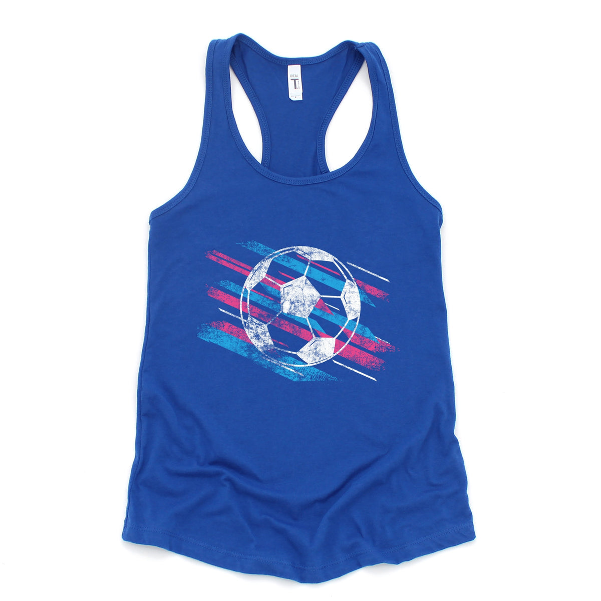 Soccer Pink and Blue - Women's Graphic Racerback Tank Top