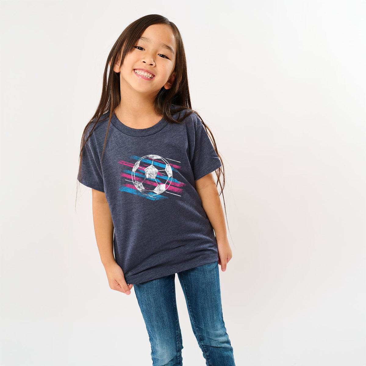 Soccer Pink and Blue - Youth Short Sleeve Graphic T-Shirt