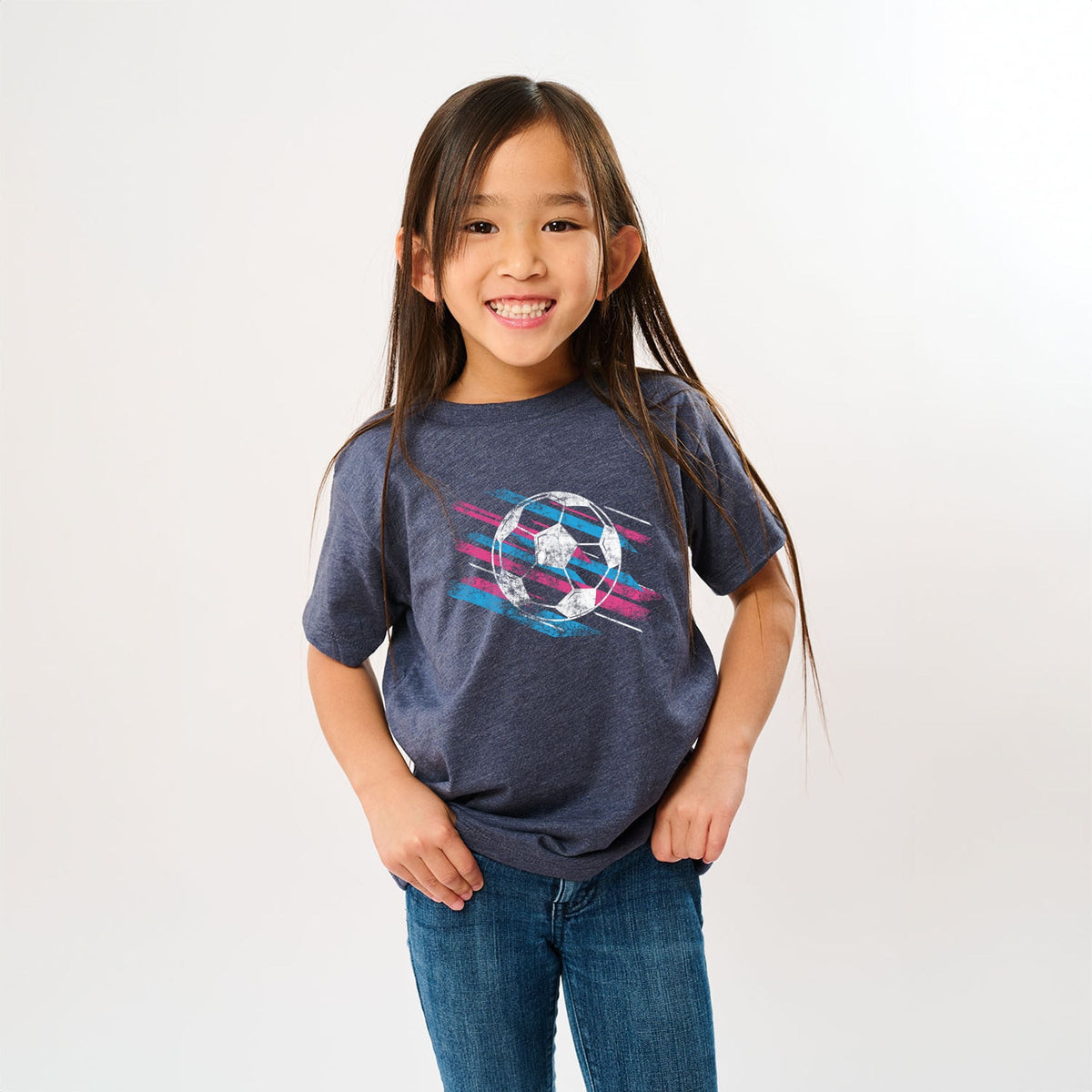 Soccer Pink and Blue - Youth Short Sleeve Graphic T-Shirt