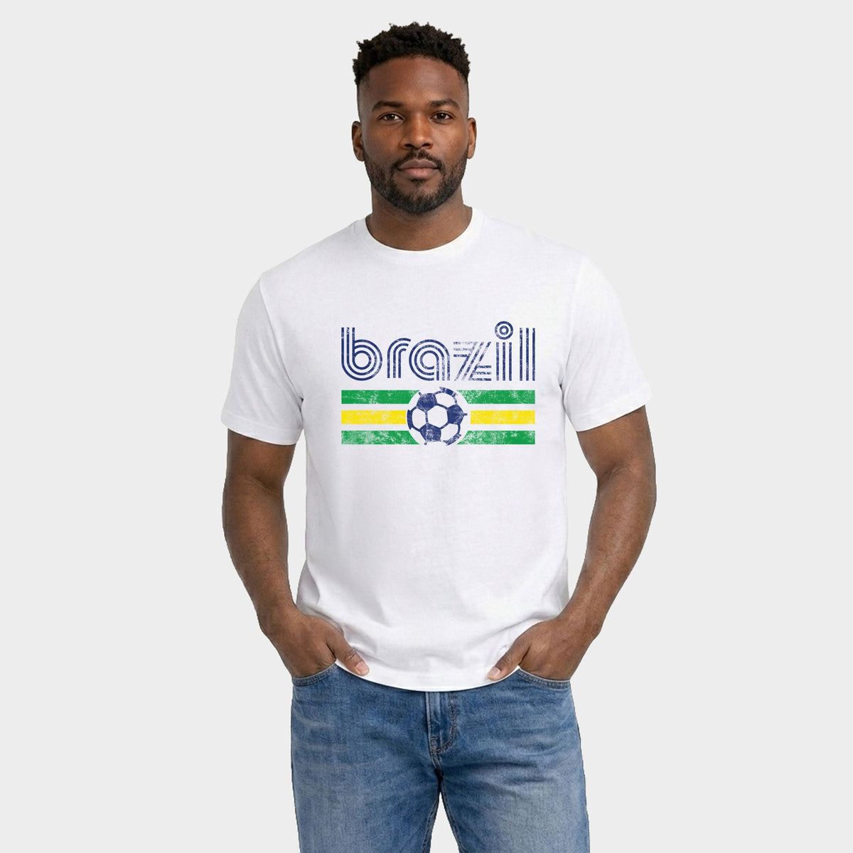 Brazil Soccer Flag - Men's Garment Dyed Graphic T-Shirt