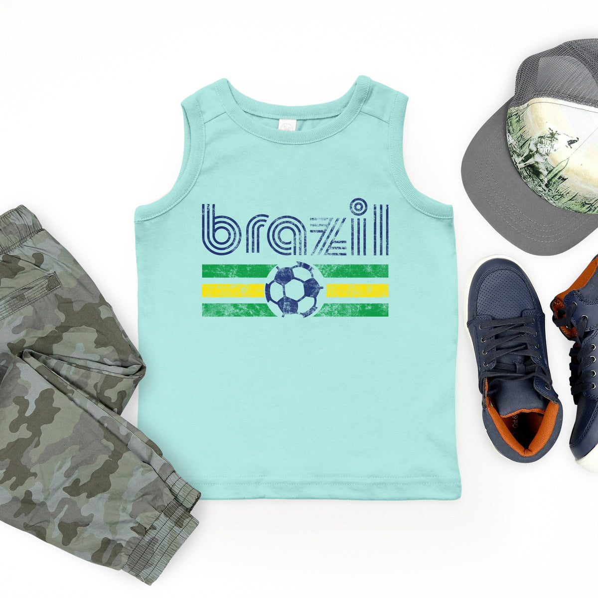 Brazil Soccer Flag - Youth Tank Top