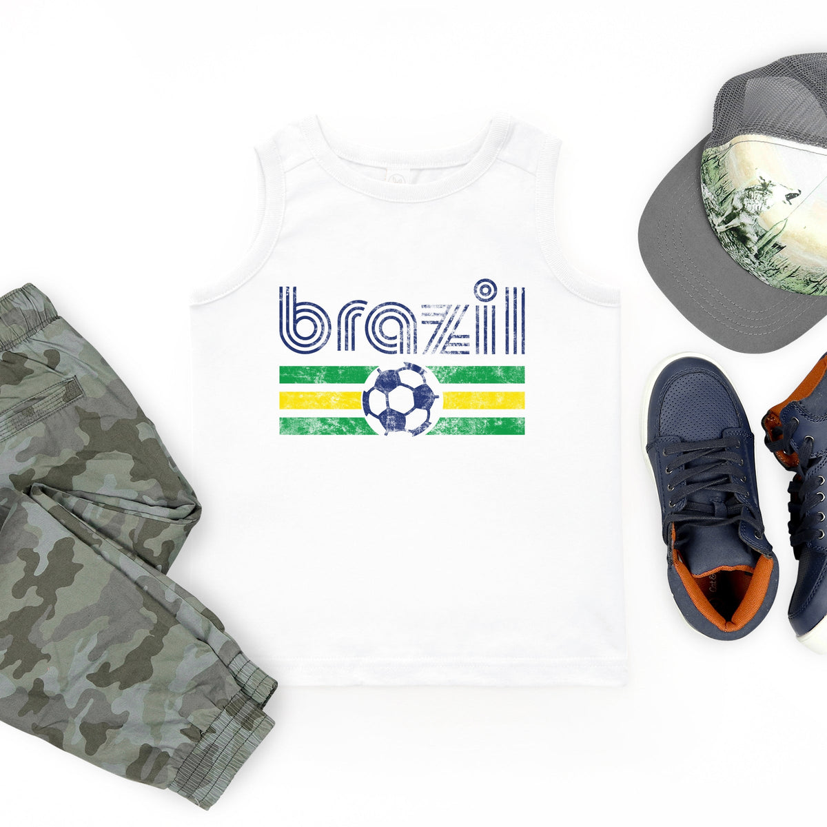 Brazil Soccer Flag - Youth Tank Top