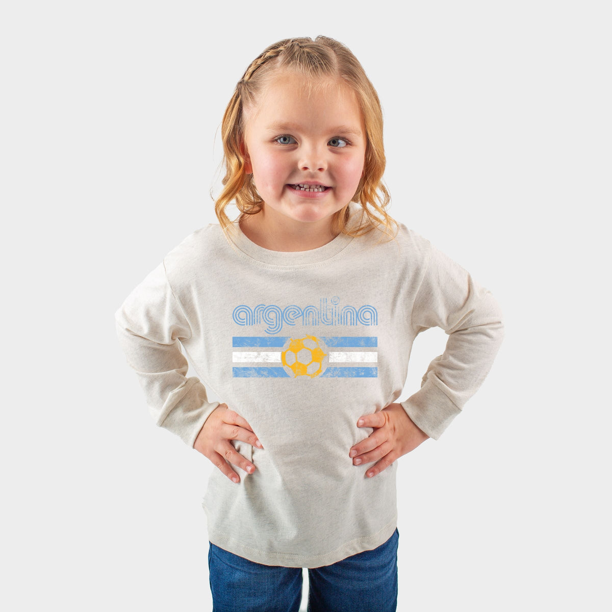 Argentina Soccer Flag - Toddler Long Sleeve Graphic Tee