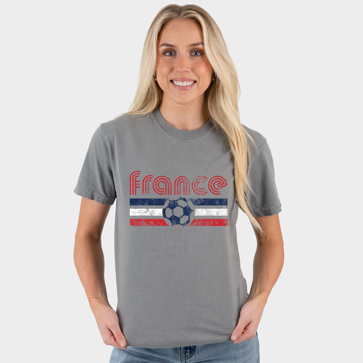 France Soccer Flag - Women's Garment Dyed Graphic T-Shirt