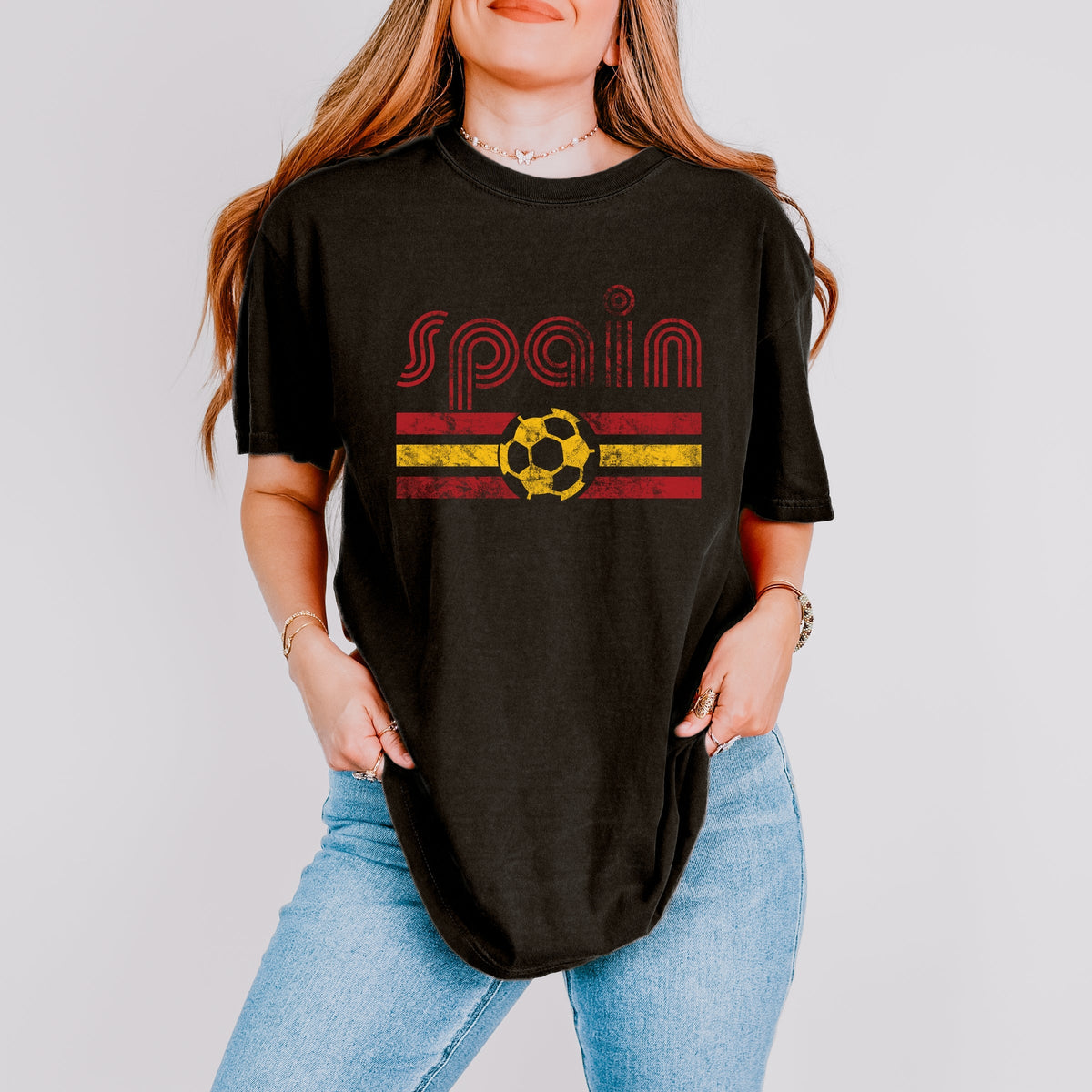 Spain Soccer Flag - Women's Garment Dyed Graphic T-Shirt