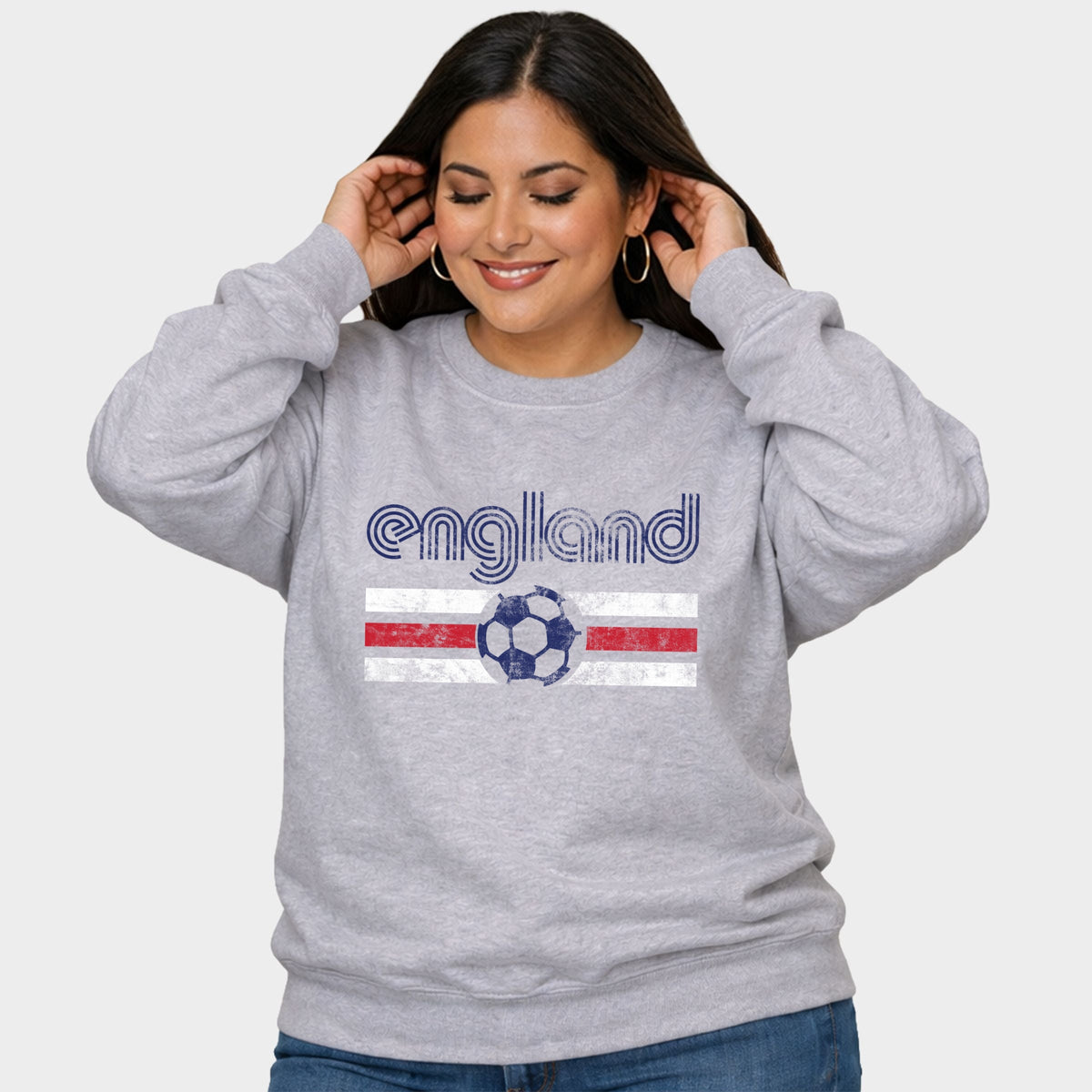 England Soccer Flag - Women's Plus Sized Graphic Sweatshirt