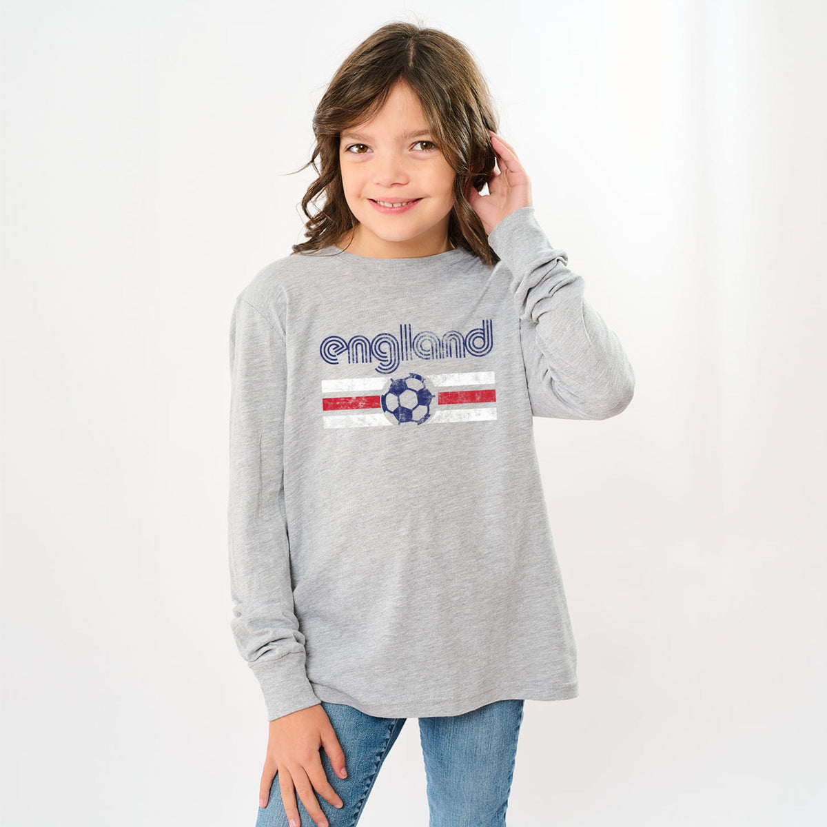 England Soccer Flag - Youth Long Sleeve Graphic T-Shirt