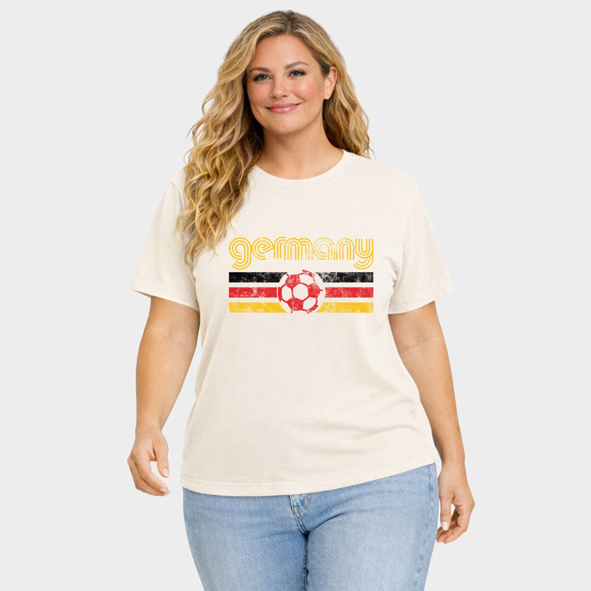Germany Soccer Flag - Women's Plus Sized Garment Dyed Graphic T-Shirt