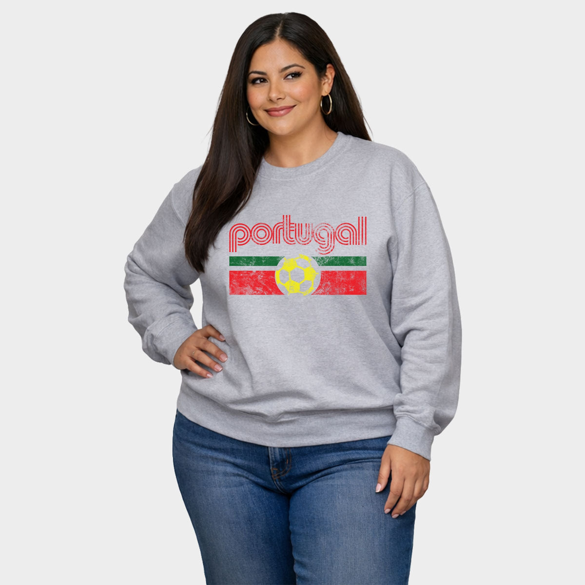 Portugal Soccer Flag - Women's Plus Sized Graphic Sweatshirt