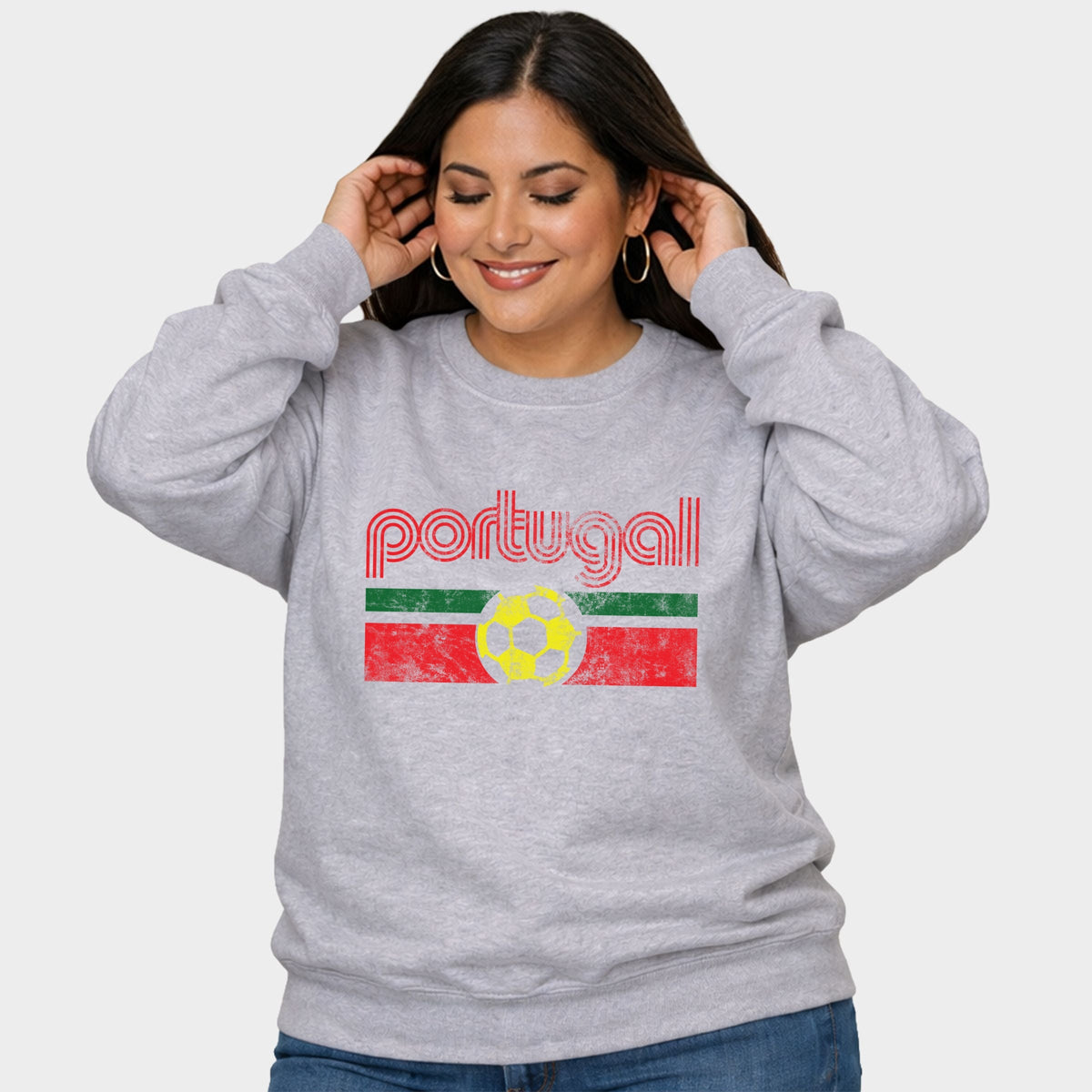 Portugal Soccer Flag - Women's Plus Sized Graphic Sweatshirt