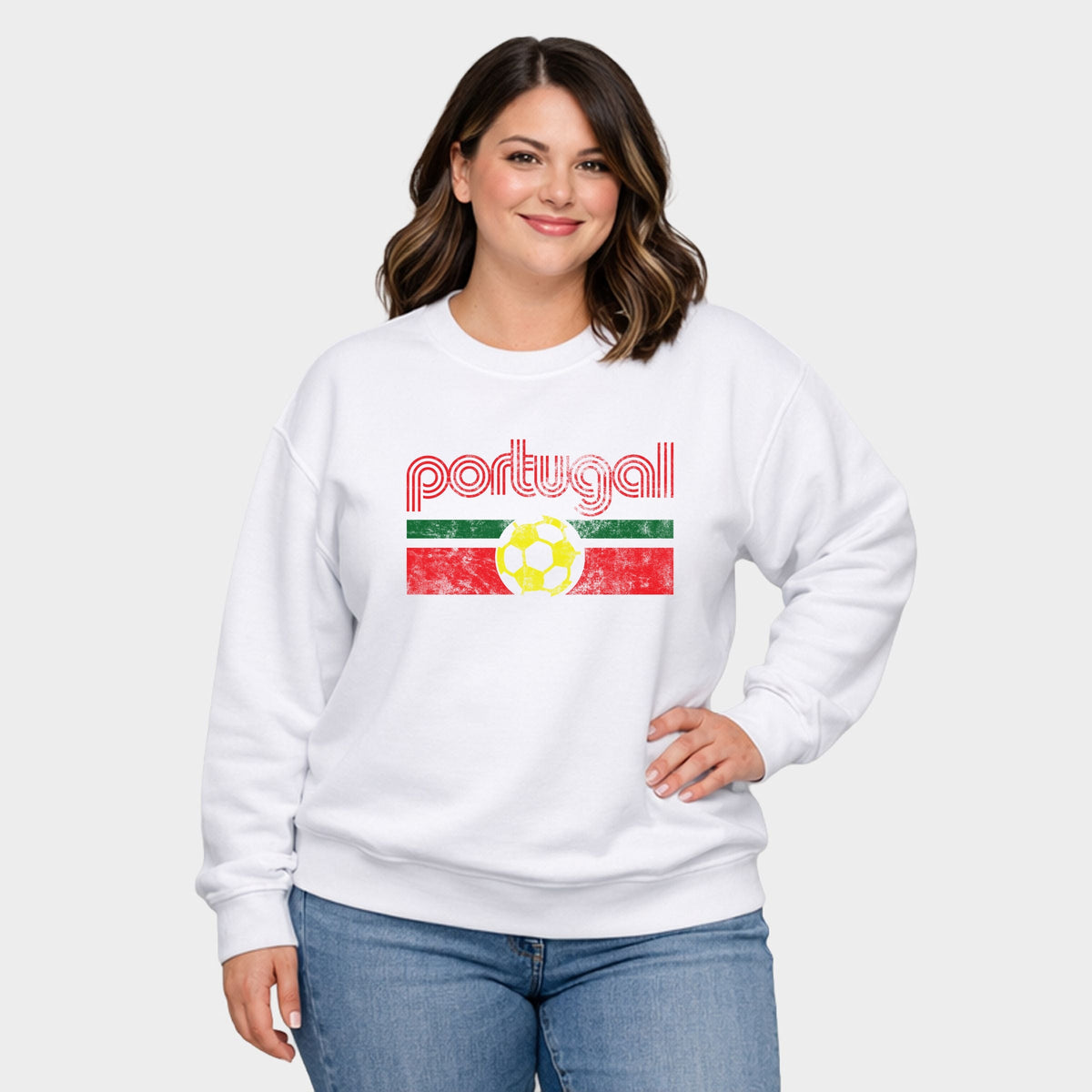 Portugal Soccer Flag - Women's Plus Sized Graphic Sweatshirt