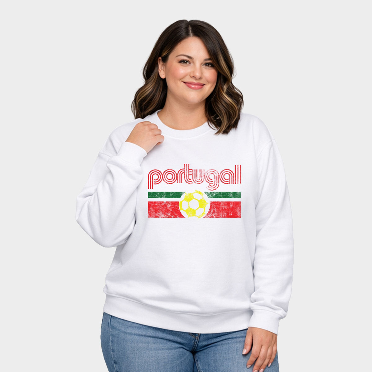 Portugal Soccer Flag - Women's Plus Sized Graphic Sweatshirt