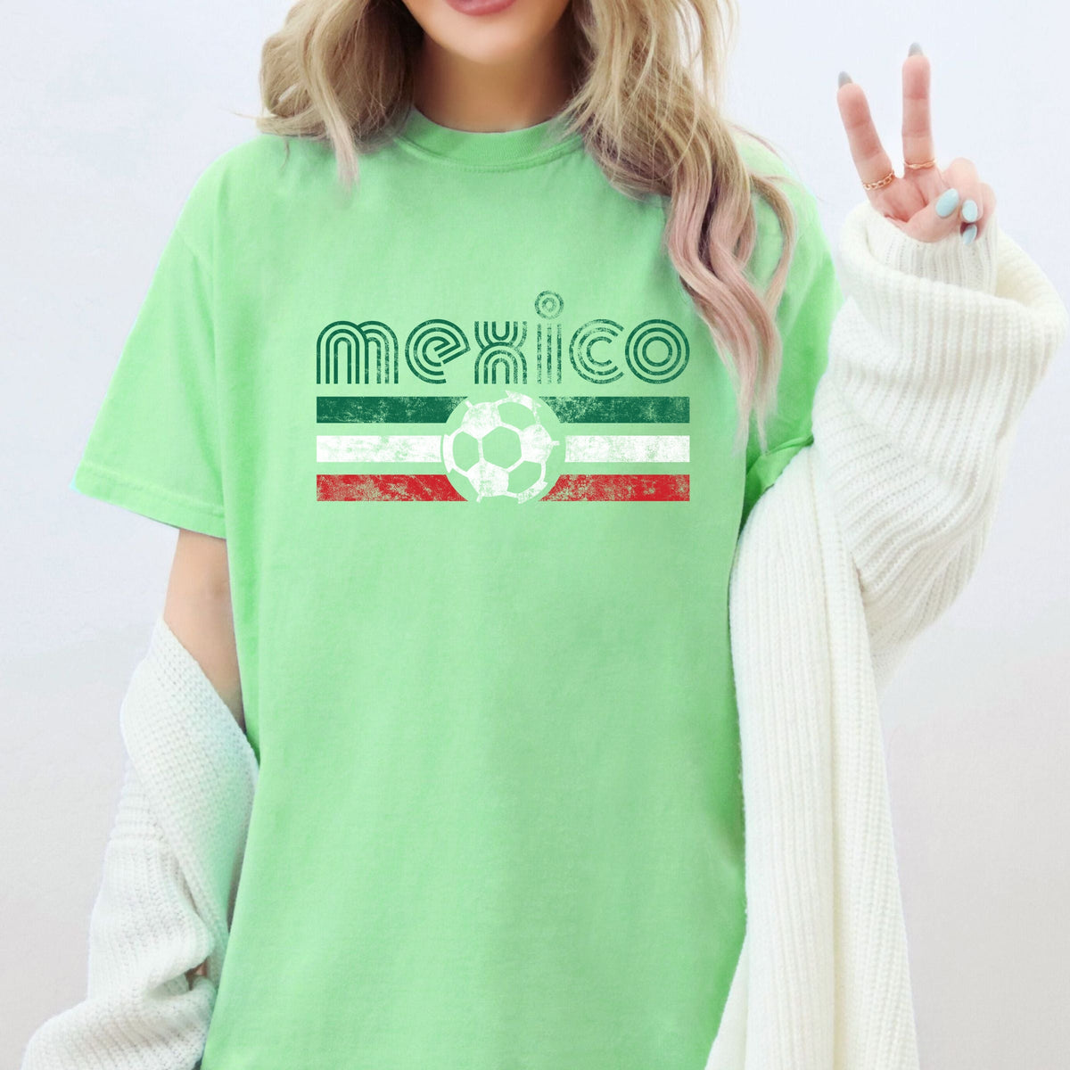 Mexico Soccer Flag - Women's Garment Dyed Graphic T-Shirt