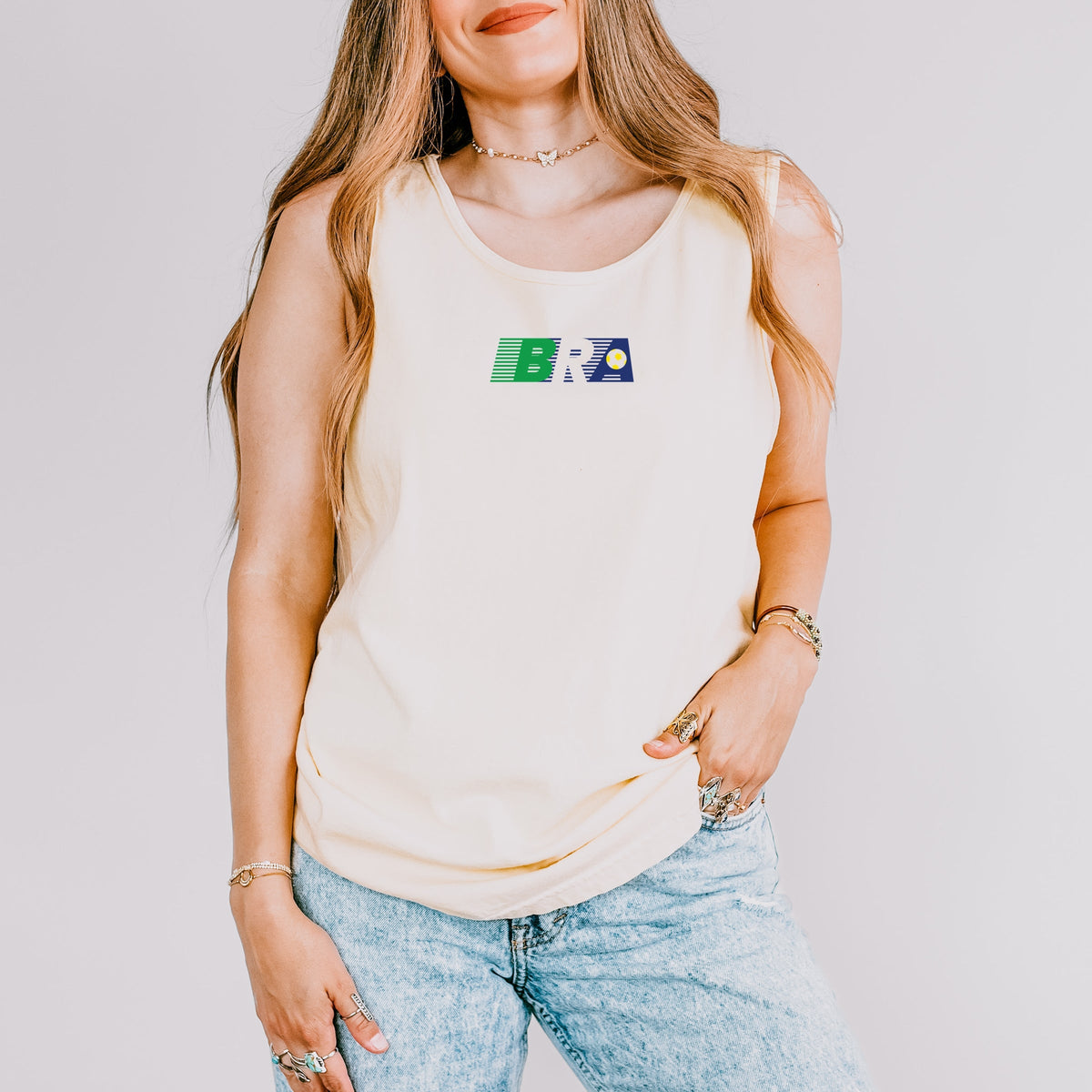 Brazil Soccer Lines - Women's Garment Dyed Graphic Tank Top