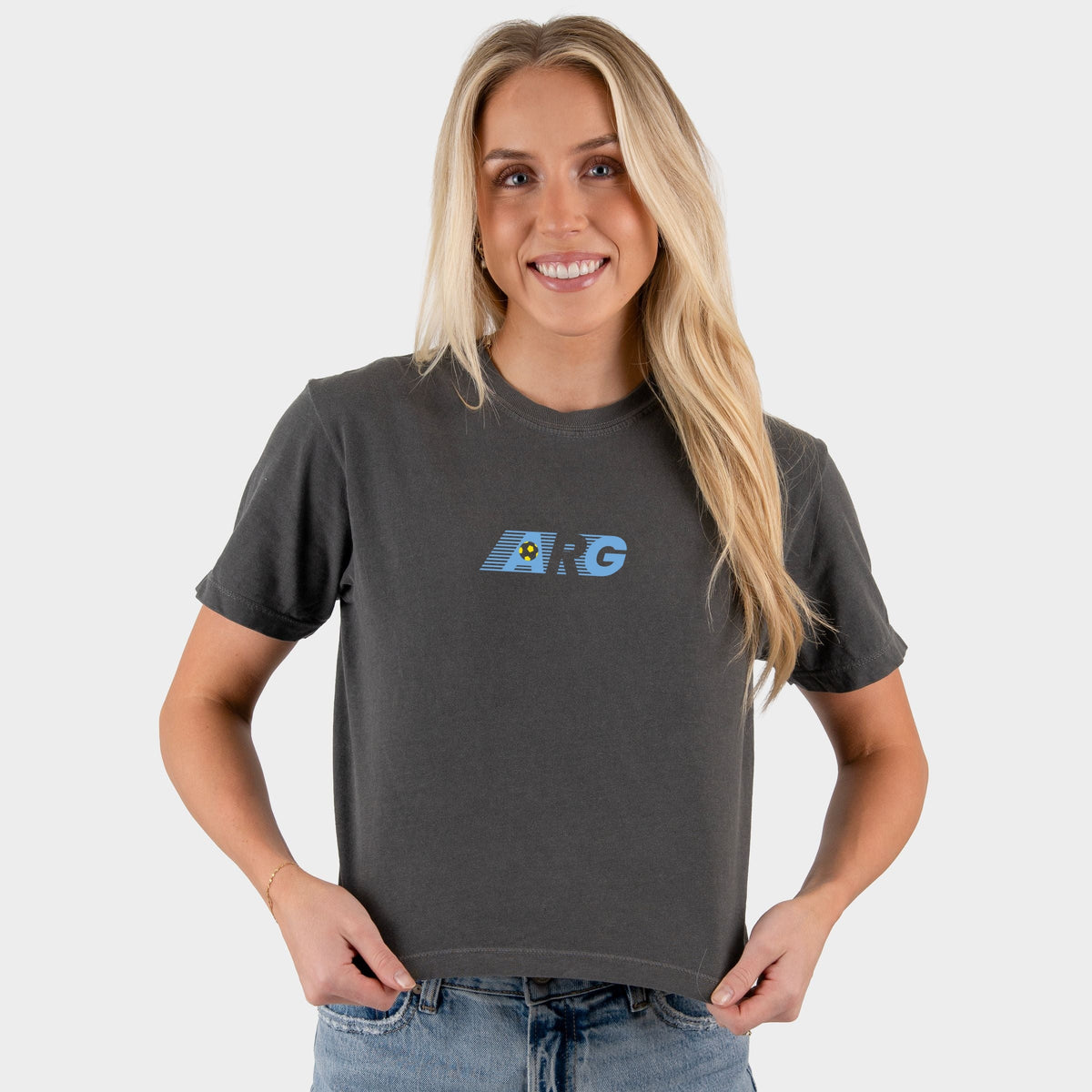 Argentina Soccer Lines - Women's Boxy Crop Top Graphic T-Shirt