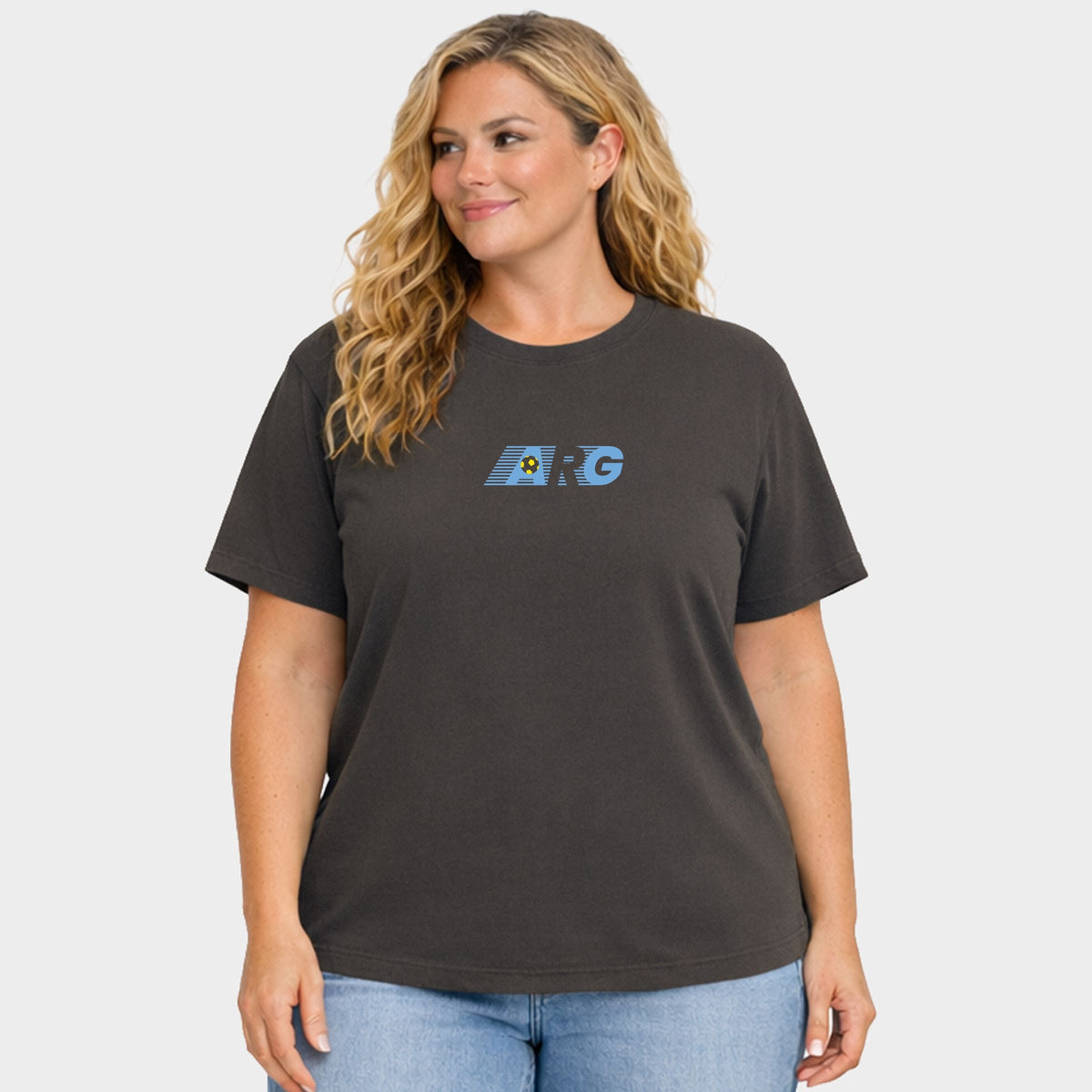 Argentina Soccer Lines - Women's Plus Sized Garment Dyed Graphic T-Shirt