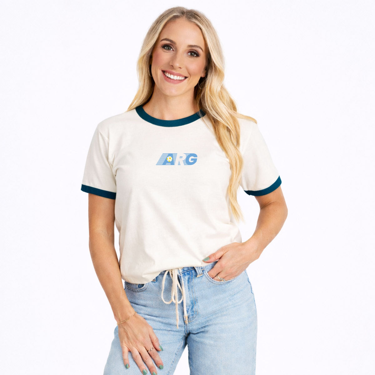 Argentina Soccer Lines - Women's Ringer Graphic T-Shirt