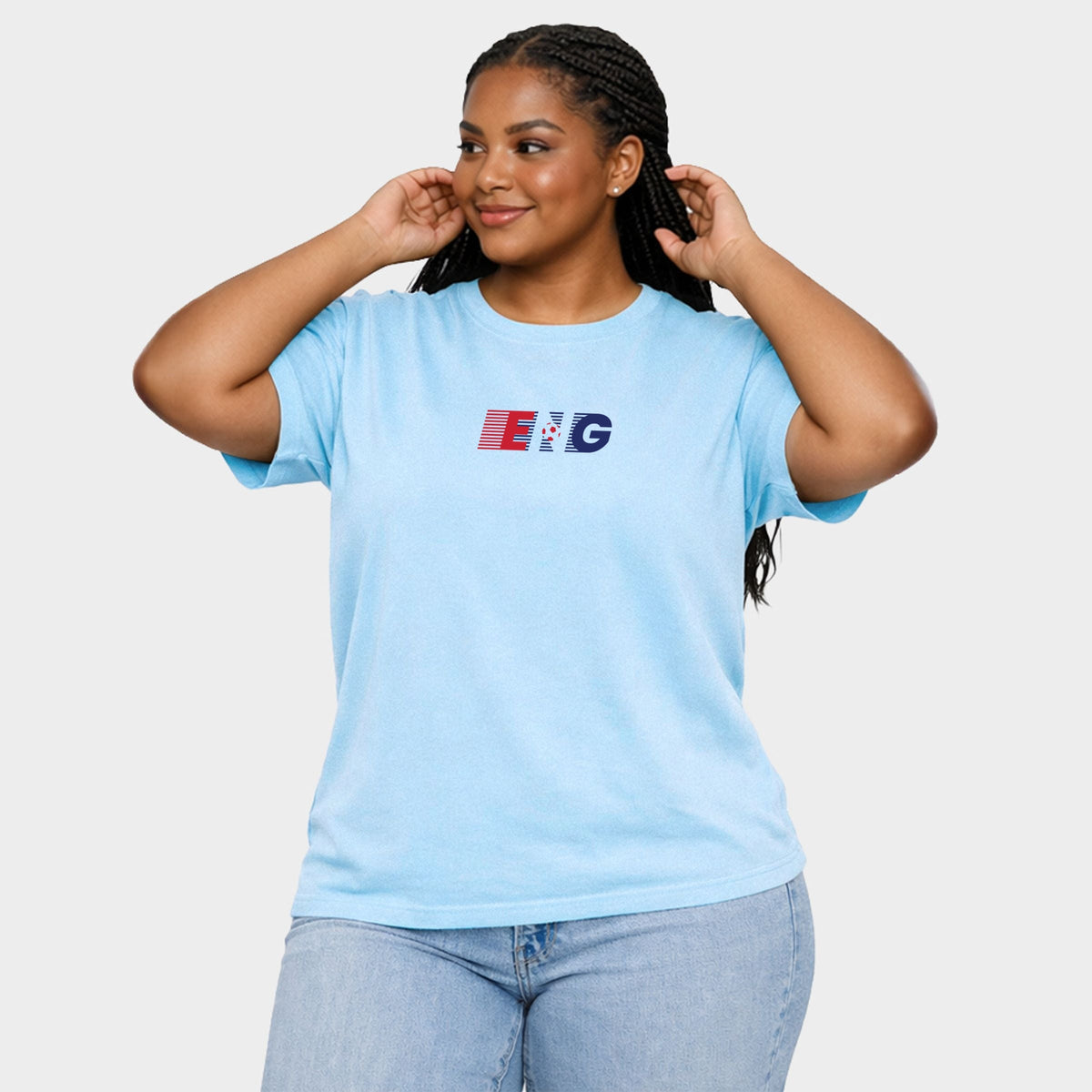 England Soccer Lines - Women's Plus Sized Garment Dyed Graphic T-Shirt