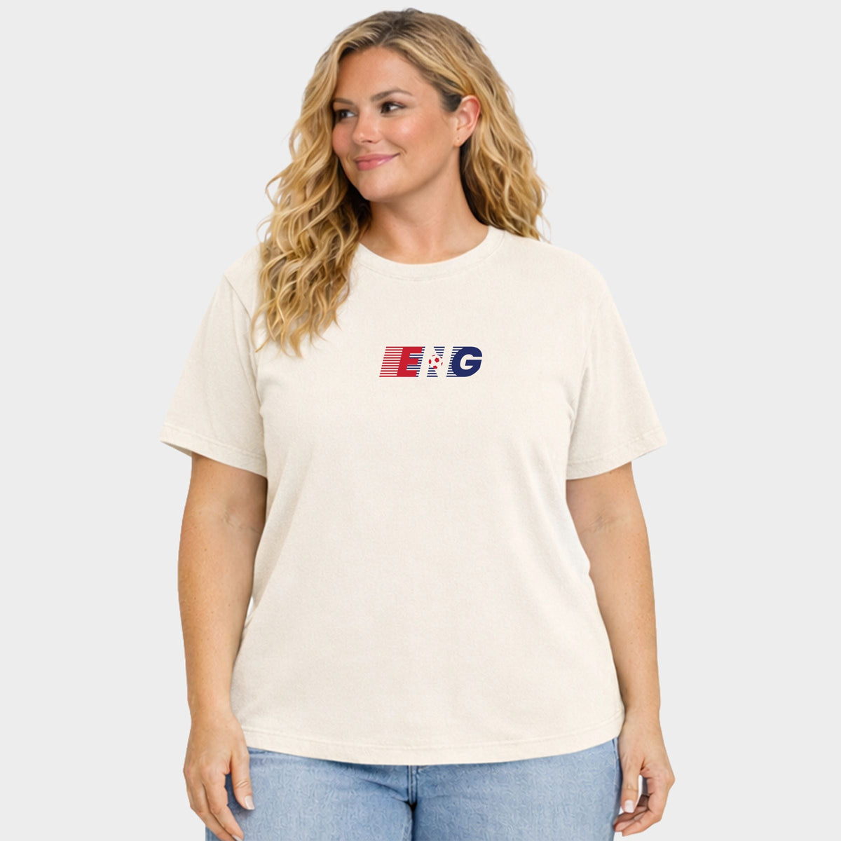 England Soccer Lines - Women's Plus Sized Garment Dyed Graphic T-Shirt