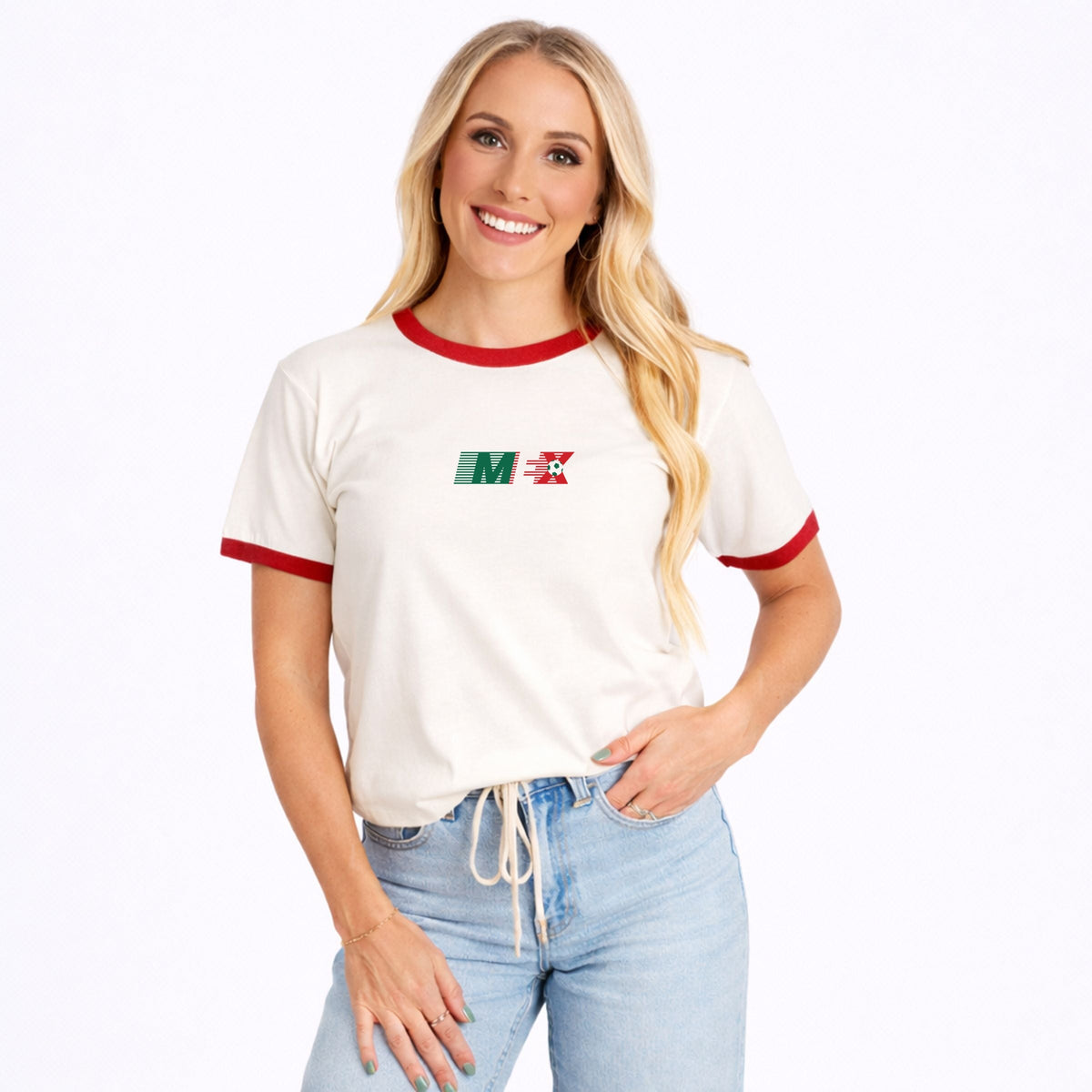 Mexico Soccer Lines - Women's Ringer Graphic T-Shirt