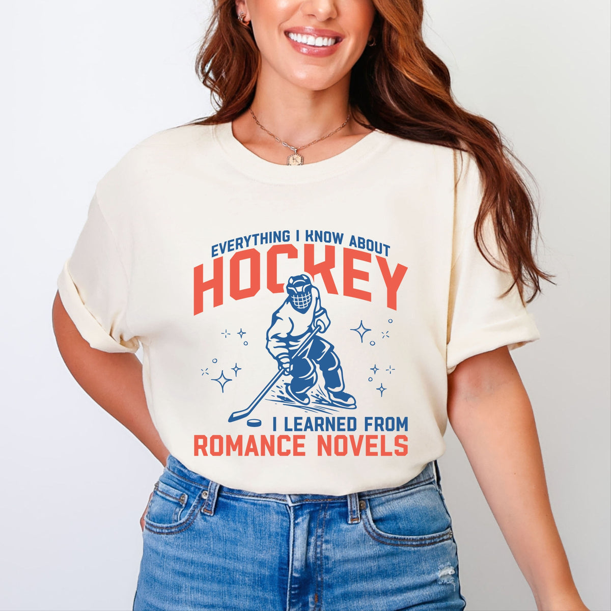 Everything I Know About Hockey Romance Novels - Women's Garment Dyed Graphic T-Shirt