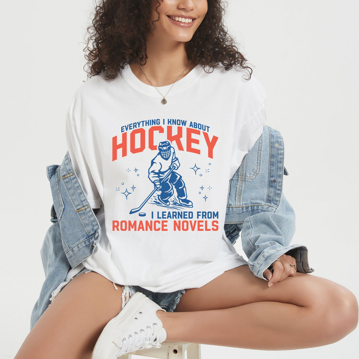 Everything I Know About Hockey Romance Novels - Women's Garment Dyed Graphic T-Shirt