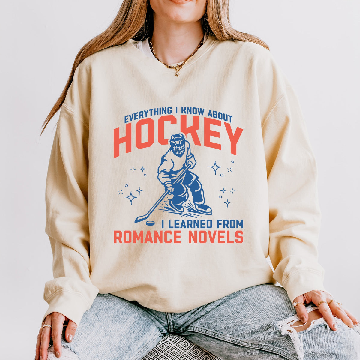 Everything I Know About Hockey Romance Novels - Women's Lightweight Garment Dyed Sweatshirt