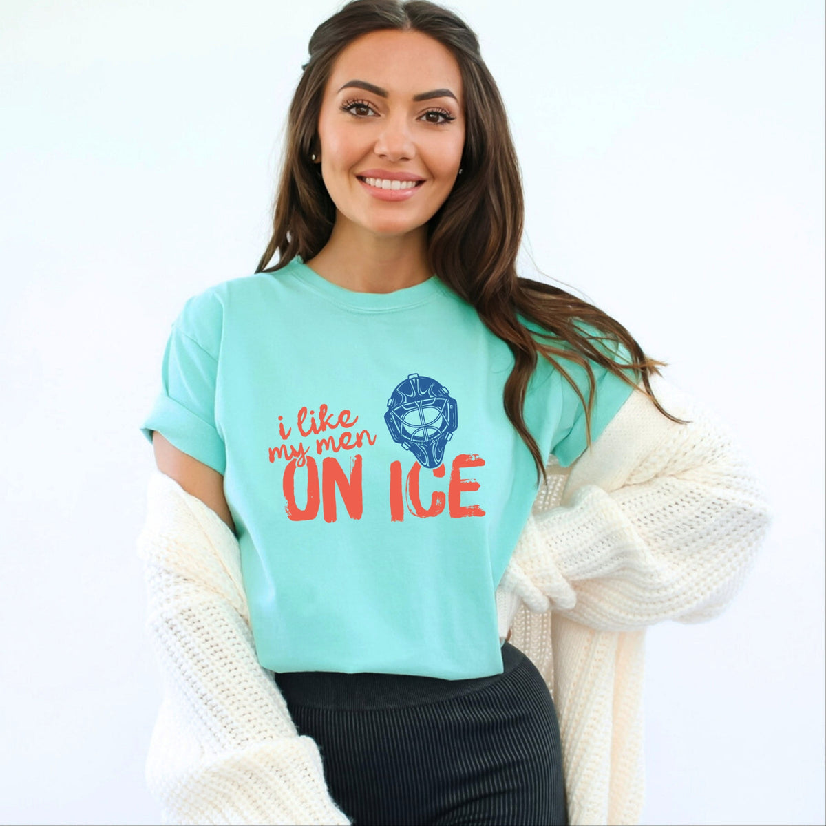 I Like My Men On Ice - Women's Garment Dyed Graphic T-Shirt